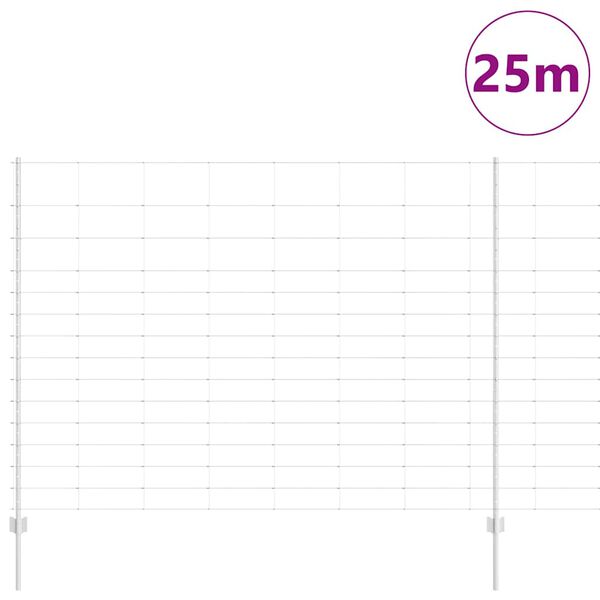 vidaXL Ogrodzenie z słupkiem Srebrny 1,6 x 25 m Stal