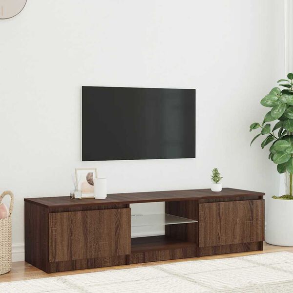 vidaXL Szafka pod TV, z LED, brązowy dąb, 140 x 40 x 36 cm