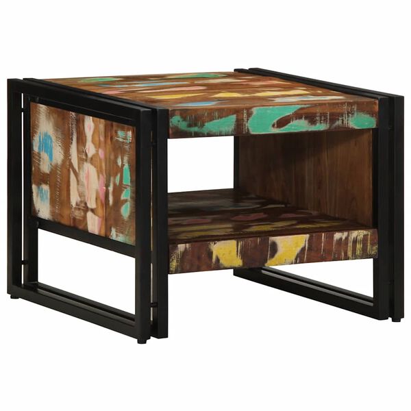 vidaXL Stolik kawowy wielokolorowy 50x50x38 cm lite drewno odzyskane