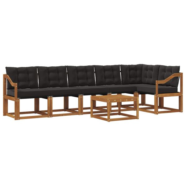 vidaXL Zestaw sof na zewnątrz z poduszką 7 pcs Naturalny i czarny