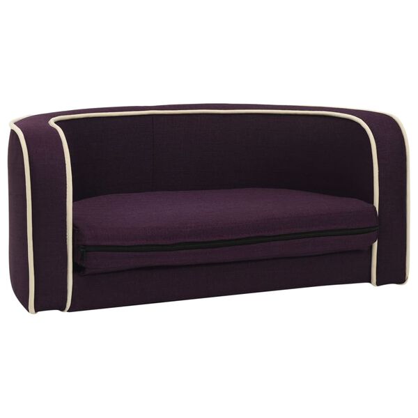 vidaXL Rozkładana sofa dla psa, bordowa, 76x71x30 cm, lniana