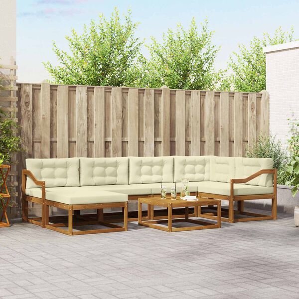 vidaXL Zestaw sof na zewnątrz z poduszką 7 pcs Naturalny i Kremowy