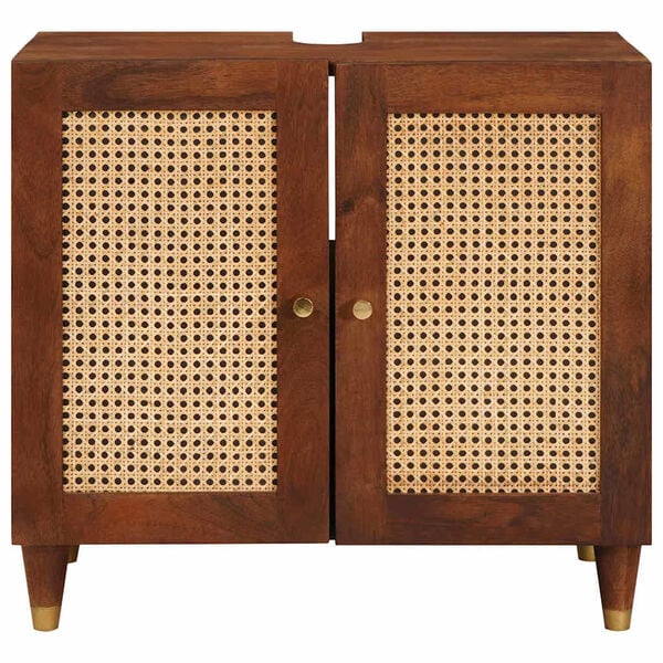 vidaXL Szafka umywalkowa z p&oacute;łką z drzwiami Brązowy 62 x 33 x 58 cm