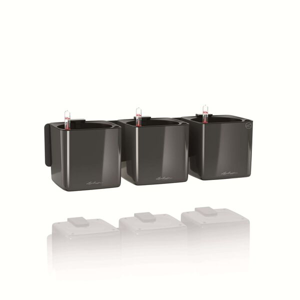 LECHUZA Donice Green Wall Home Kit, 3 szt., błyszczący antracytowy