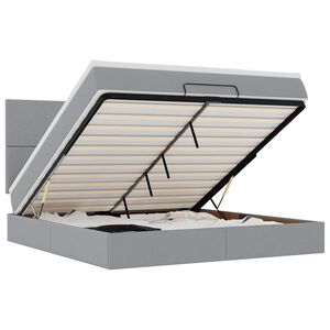 vidaXL Rama ł&oacute;żka otomana z materacem, jasnoszara, 160x200 cm, tkanina