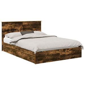 vidaXL Ł&oacute;żko z miejscem do przechowywania Dąb wędzony 135 x 190 cm