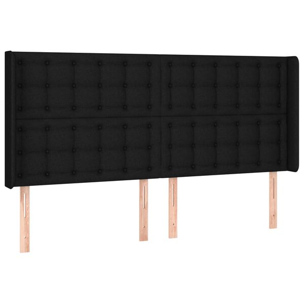vidaXL Zagł&oacute;wek do ł&oacute;żka z LED, czarny, 183x16x118/128 cm, tkanina
