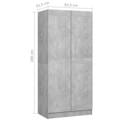 vidaXL Szafa, kolor betonowy szary, 82,5x51,5x180 cm