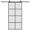 vidaXL Drzwi przesuwne z zestawem okuć czarne 102,5x205 cm ESG szkło