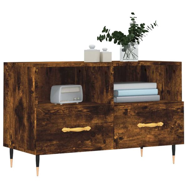 vidaXL Szafka pod telewizor, przydymiony dąb, 80x36x50 cm