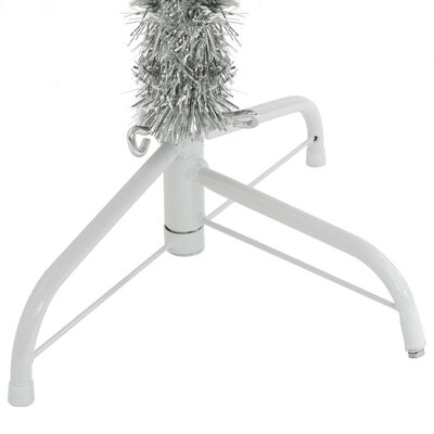vidaXL Sztuczna choinka połówka ze stojakiem, srebrna, 180 cm, PET