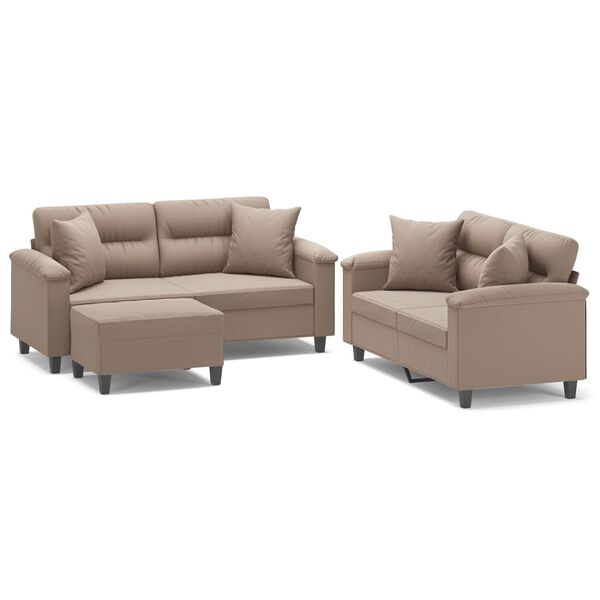 vidaXL 3-częściowy komplet wypoczynkowy, taupe, mikrofibra