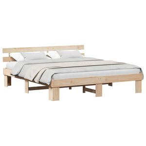 vidaXL Ramka ł&oacute;żka Naturalny 200 x 200 cm Lite drewno sosnowe