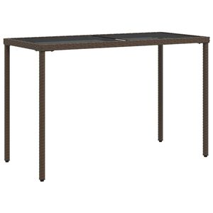 vidaXL St&oacute;ł ogrodowy ze szklanym blatem, brąz, 115x54x74 cm, rattan PE