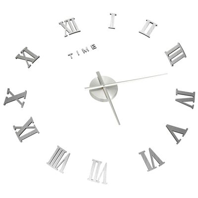 vidaXL Zegar ścienny 3D, nowoczesny design, srebrny, 100 cm, XXL