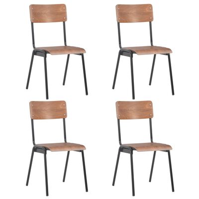 vidaXL Krzesła stołowe, 4 szt., brązowe, sklejka i stal