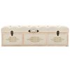 vidaXL Ławka ze schowkiem 110 cm, kremowa, lite drewno jodłowe i tkanina
