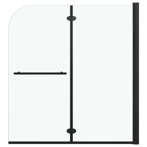 vidaXL Składany parawan nawannowy, 2 panele, ESG, 120 x 140 cm, czarny