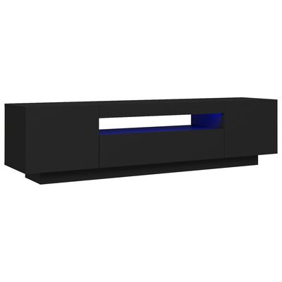vidaXL Szafka TV z oświetleniem LED, czarna, 160x35x40 cm