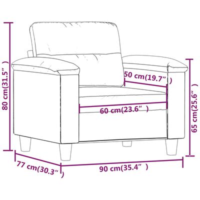 vidaXL Fotel, beżowy, 60 cm, obity mikrofibrą