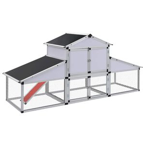 vidaXL Kurnik z gniazdem i wybiegiem, aluminium
