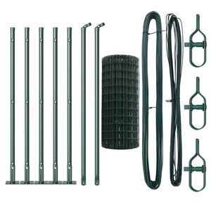 vidaXL Ogrodzenie z słupkiem Zielony 0,4 x 10 m Stal i PVC