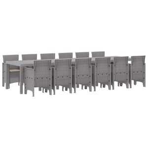 vidaXL Zestaw do jadalni w ogrodzie 13 pcs Jasnoszary Rattan Polt