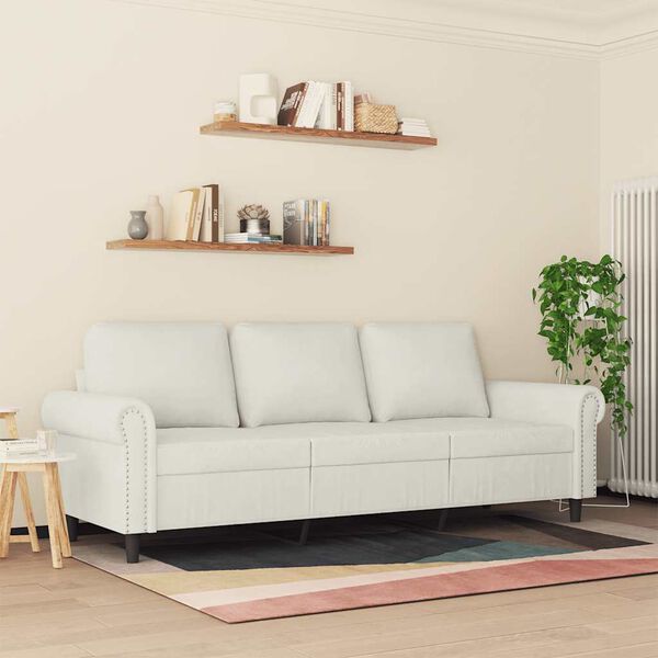vidaXL Sofa 3-osobowa, kremowy, 180 cm, tapicerowana aksamitem