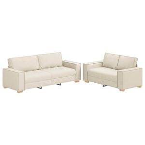 vidaXL Sofa 2 pcs Beżowy 220 x 80 x 84 cm Tkanina lniana