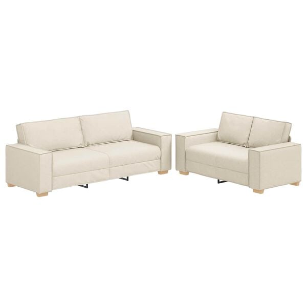 vidaXL Sofa 2 pcs Beżowy 220 x 80 x 84 cm Tkanina lniana
