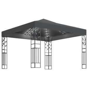 vidaXL Altana ze sznurem lampek LED, 3x3 m, antracytowa