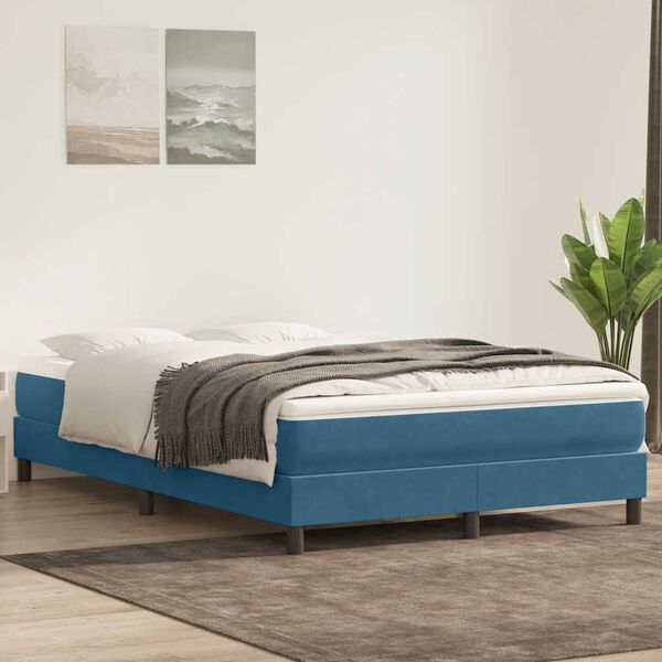 vidaXL Ł&oacute;żko typu Box Spring bez materaca Ciemnoniebieskie 160x220 cm