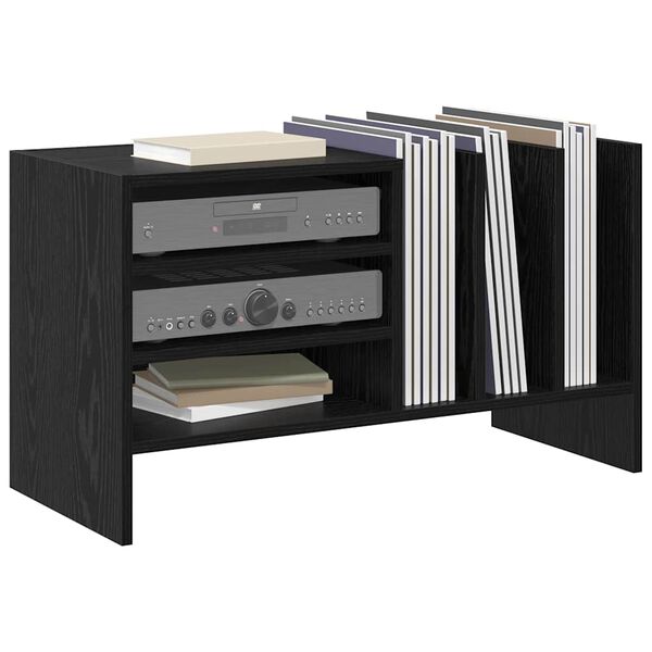 vidaXL Szafka na płyty winylowe z półką Czarny Dąb 78,5 x 35 x 45 cm