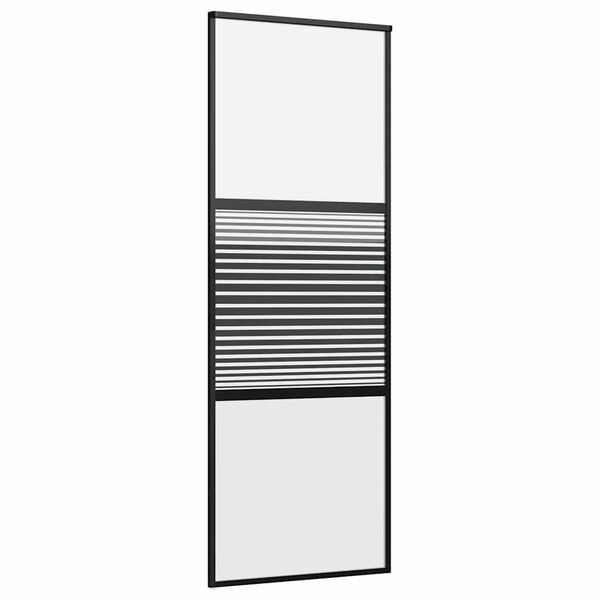 vidaXL Drzwi przesuwne Czarny 76 x 205 cm Szkło hartowane i aluminium