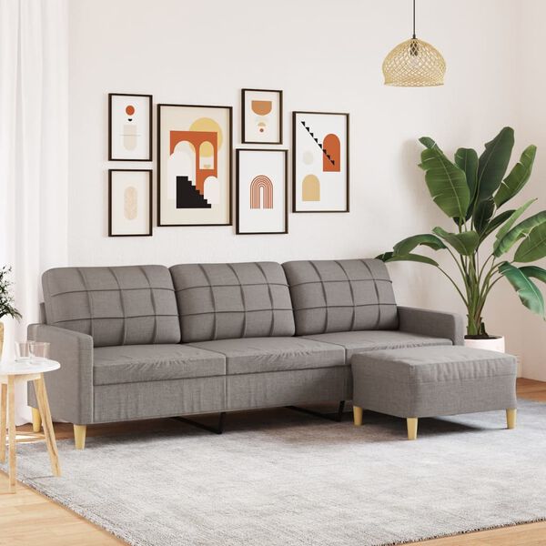 vidaXL 3-osobowa sofa z podn&oacute;żkiem, kolor taupe, 210 cm, tkaniną