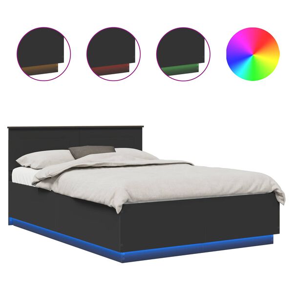 vidaXL Ramka ł&oacute;żka Czarny 150 x 200 cm Materiał drewnopochodny