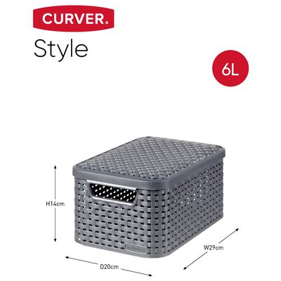 Curver Pudełka Style z pokrywkami, 3 szt., S+M+L, antracytowe