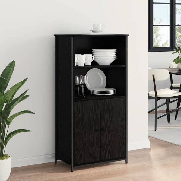 vidaXL Highboard Czarny Dąb 62 x 36 x 121,5 cm Materiał drewnopochodny