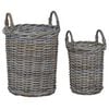 vidaXL Kosz na rośliny z przechowywaniem 2 pcs Szary Rattan Kubu
