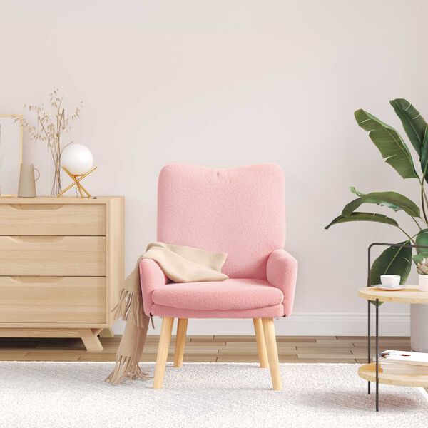 vidaXL fotel R&oacute;żowy 63 x 67 x 94 cm Tkanina owcza i sklejka