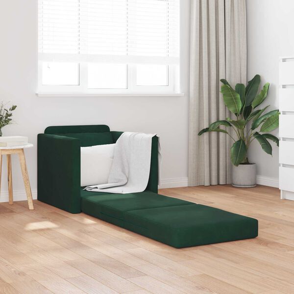 vidaXL Sofa Bed 60cm Ciemna zieleń Aksamit