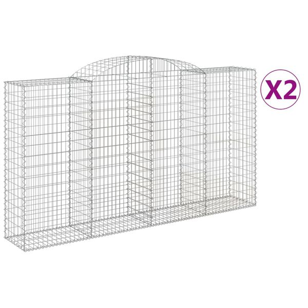 vidaXL Kosze gabionowe z łukiem, 2 szt., 300x50x160/180 cm, żelazo