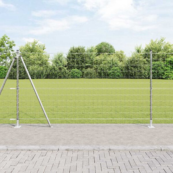 vidaXL Ogrodzenie z słupkiem Srebrny 1,2 x 10 m Stal