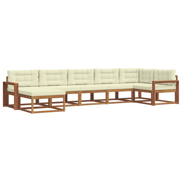 vidaXL Zestaw sof na zewnątrz z poduszką 7 pcs Naturalny i Kremowy