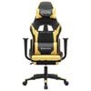 vidaXL Masujący fotel gamingowy z podnóżkiem, czarno-złoty