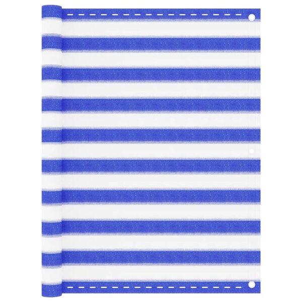 vidaXL Parawan balkonowy, niebiesko-biały, 120x500 cm, HDPE