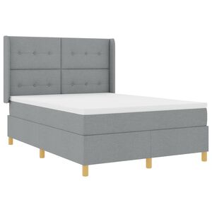 vidaXL Ł&oacute;żko sprężynowe z paskami LED Jasnoszary 140 x 190 cm tkanina
