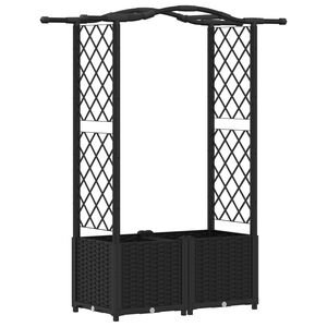 vidaXL Podniesione ł&oacute;żko z kratką i dachem Czarny 125 x 40 x 138 cm PP