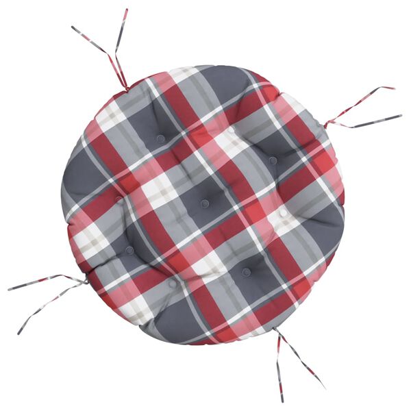 vidaXL Okrągła poduszka, czerwona krata, &Oslash; 60 x 11 cm, tkanina Oxford