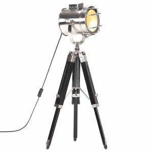 vidaXL Lampa podłogowa na tr&oacute;jnogu, czarna, lite drewno mango, 69 cm